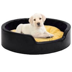 Greatstore fekete-sárga plüss és műbőr kutyaágy 69 x 59 x 19 cm