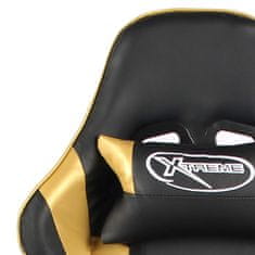 Vidaxl aranyszínű PVC forgó gamer szék lábtartóval 20498