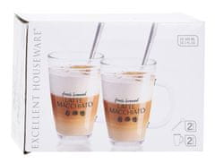EXCELLENT Latte Macchiato poharak kanállal 4 darabos KO-YE7100310 szettben