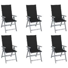 shumee 6 db dönthető tömör akácfa kerti szék párnával