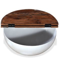 shumee 2 db fehér tál alakú újrahasznosított fa dohányzóasztal