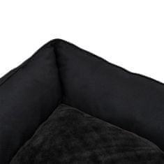 Greatstore fekete vászon hatású gyapjú kutyaágy 65 x 50 x 20 cm