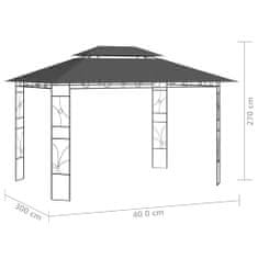 Vidaxl antracitszürke pavilon 4 x 3 x 2,7 m 160 g/m² 313917