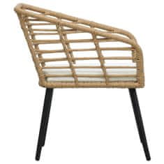 Greatstore 2 db tölgyszínű polyrattan kerti szék párnával