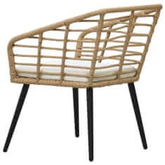 Greatstore 2 db tölgyszínű polyrattan kerti szék párnával