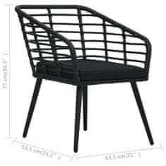 shumee 2 db fekete polyrattan kerti szék párnával