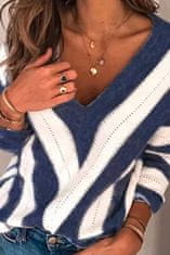OMG! női kötött jumper V-nyakú Atran kék XL