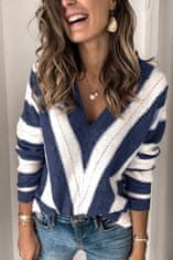 OMG! női kötött jumper V-nyakú Atran kék XL