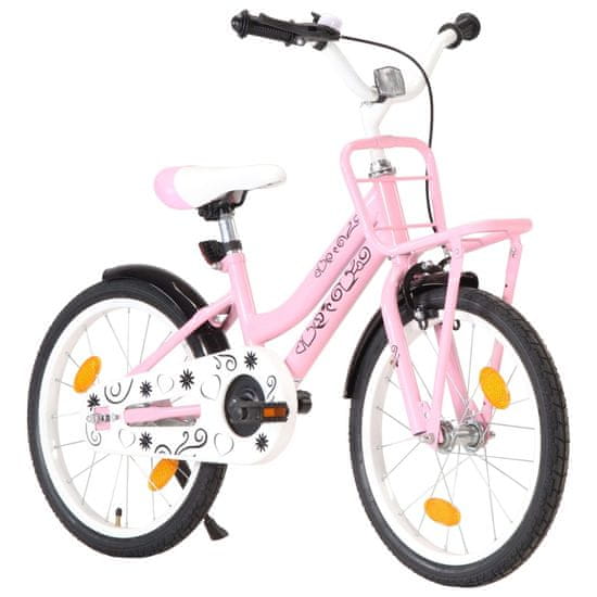 shumee rózsaszín és fekete gyerekkerékpár elülső hordozóval 18"