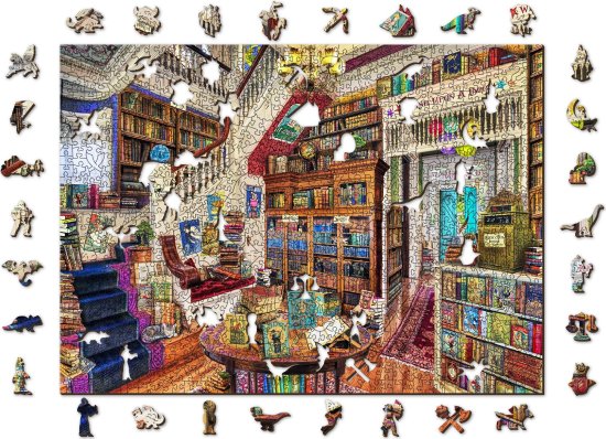 Wooden city  Fából készült puzzle Mosás egy könyvesboltban 2v1, 1010 EKO darabok