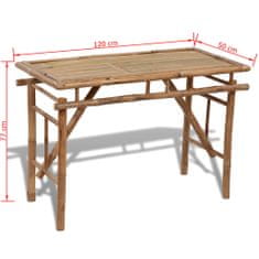 Greatstore 41505 Folding Garden Table 120x50x77 cm Bamboo