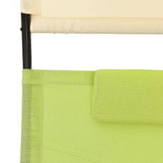 shumee zöld és krémszínű kétszemélyes textilén napozóágy napellenzővel