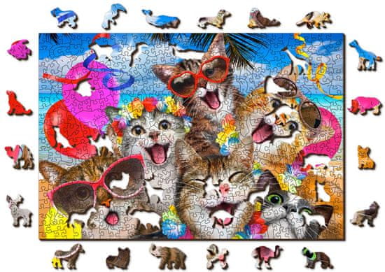 Wooden city Fa puzzle Cat party 2 az 1-ben, 505 darab ECO
