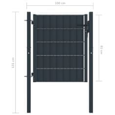 shumee antracitszürke PVC és acél kerítéskapu 100 x 81 cm 