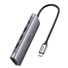 Ugreen CM136 USB-C HUB adapter 3x USB / HDMI 4K / USB-C PD 100W, szürke