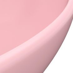Greatstore ovális matt rózsaszín kerámia luxus mosdókagyló 40 x 33 cm