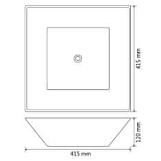 shumee négyzet alakú, fekete kerámia mosdó 41,5 x 41,5 x 12 cm