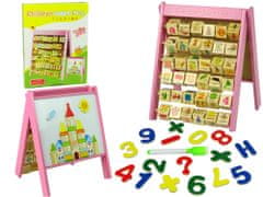 Lean-toys Oktatási fa tábla 2in1 mágnesek blokkok betűk képek ábécé betűket