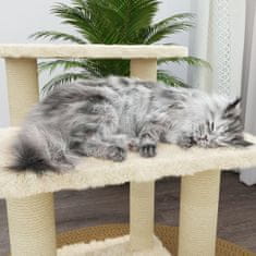 Greatstore krémszínű macskabútor szizál kaparófákkal 50,5 cm