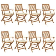Greatstore 8 db összecsukható tömör akácfa kerti szék párnákkal