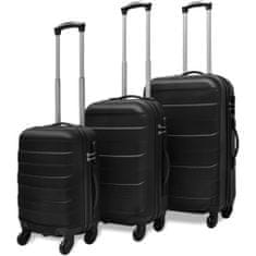 Vidaxl 3 darabos fekete húzható kemény bőrönd szett 45,5/55/66 cm 91141