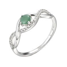 Brilio Silver Bájos ezüst gyűrű smaragd kővel Precious Stone SR00716P (Kerület 58 mm)