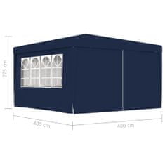 Greatstore kék rendezvénysátor oldalfalakkal 4 x 4 m 90 g/m²