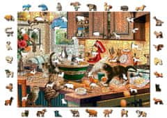 Wooden city Fa puzzle Nyughatatlan cicák a konyhában 2 az 1-ben, 1010 darab ECO