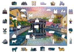 Wooden city Fa puzzle Japán híd Hoi An városában, Vietnamban 2 az 1-ben, 505 db ECO