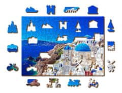 Wooden city Fából készült puzzle Santorini, Görögország 2 az 1-ben 200 darab ECO