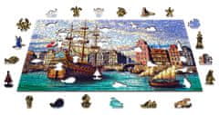 Wooden city Fa puzzle Régi hajók a kikötőben 2 az 1-ben, 505 darab ECO