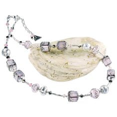 Lampglas Romantikus Delicate Pink s nyaklánc tiszta ezüsttel, Lampglas NCU40 gyöngyből