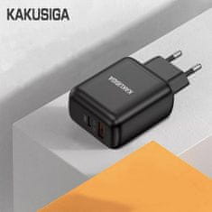 Kaku KSC-668 hálózati töltő adapter USB-C 30W, USB QC, fekete