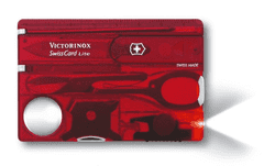 Victorinox 0.7300.TB1 SwissCard Lite Ruby zsebkés, átlátszó piros, 13 funkciós, buborékfólia