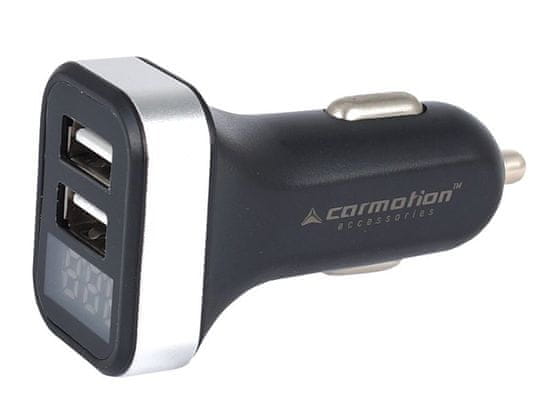 Carmotion Szivargyújtó dugó voltméterrel, 2 x USB 2.1 A, Carmotion