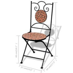 Greatstore 2 db terrakotta színű összecsukható kerámia kerti szék