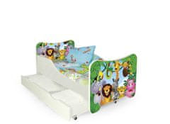 Halmar Gyermekek lécekkel ellátott ágy és egy matracot Boldog Dzsungel - fehér / színkombináció