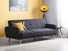Beliani Háromszemélyes fekete kárpitozott kanapéágy FLORLI