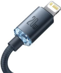 BASEUS Crystal Shine Series töltő- / adatkábel USB-C / Lightning 20W 1,2m CAJY000201, fekete