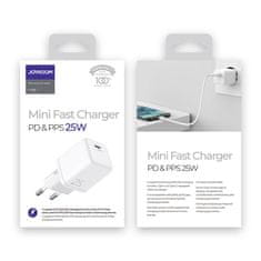 Joyroom Mini Fast Charger hálózati töltő adapter USB-C 25W 3A, fehér