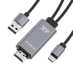 Kaku KSC-557 kábel USB - USB-C / HDMI 4K 1m, szürke