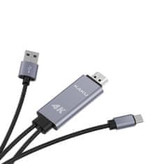 Kaku KSC-557 kábel USB - USB-C / HDMI 4K 1m, szürke