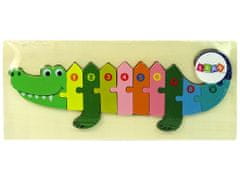 Lean-toys Fából készült krokodil puzzle készlet számok