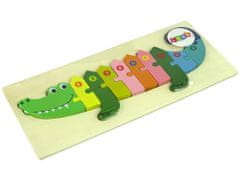 Lean-toys Fából készült krokodil puzzle készlet számok