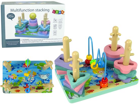 Lean-toys Fa blokkok Sorter Sea World Oktatási gyöngyök