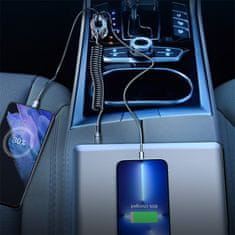 Joyroom 3in1 autós töltő USB / USB-C 45W + vstavaný kábel Lightning, fekete