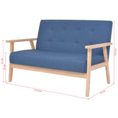 shumee 2 személyes kék szövet kanapé