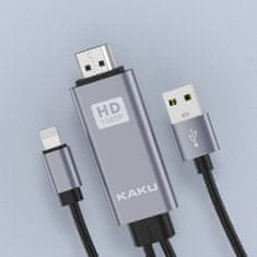 Kaku KSC-556 kábel USB - Lightning / HDMI 1m, szürke