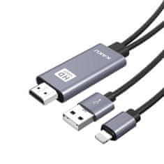 Kaku KSC-556 kábel USB - Lightning / HDMI 1m, szürke