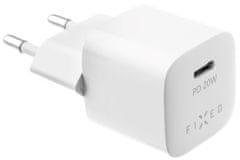 FIXED USB-C kimenettel ellátott hálózati töltőből és USB-C/USB-C kábelből álló készlet, PD támogatás, 1 méter, 20W 20WFIXC20M-CC-WH, fehér